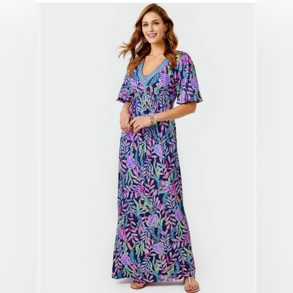Lilly Pulitzer Floral Maxi Dress with V-Neck